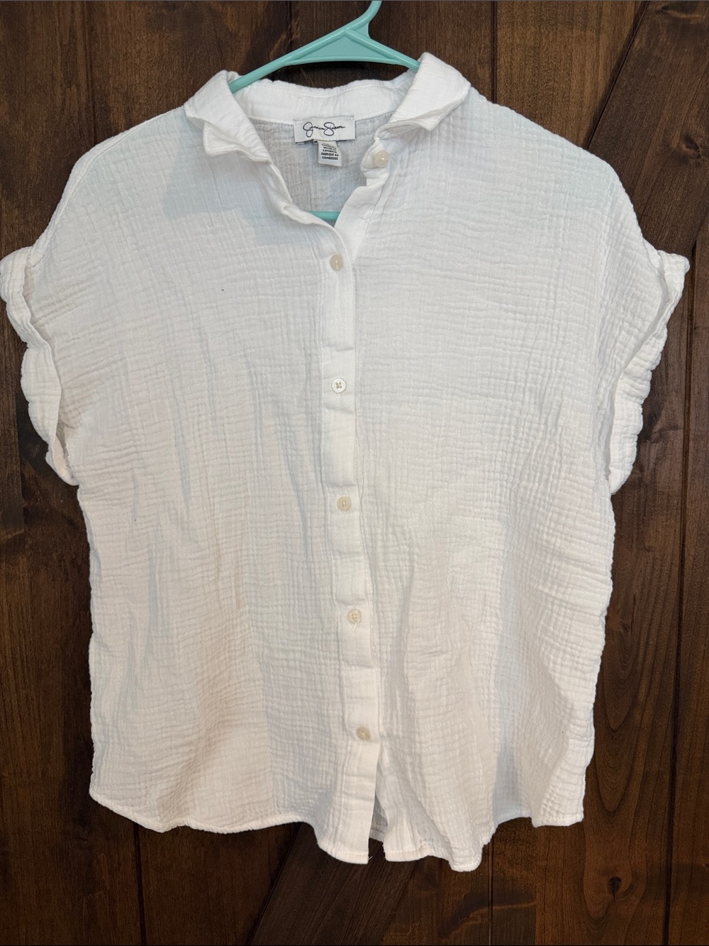 Jessica Simpson White Gauze Button-Down Shirt